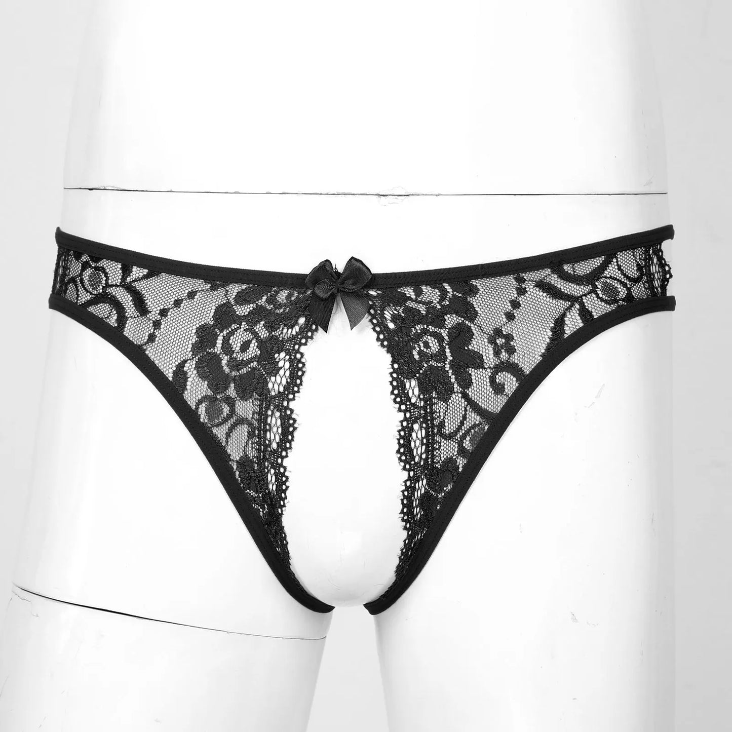 Mens Floral Lace T-back Manties