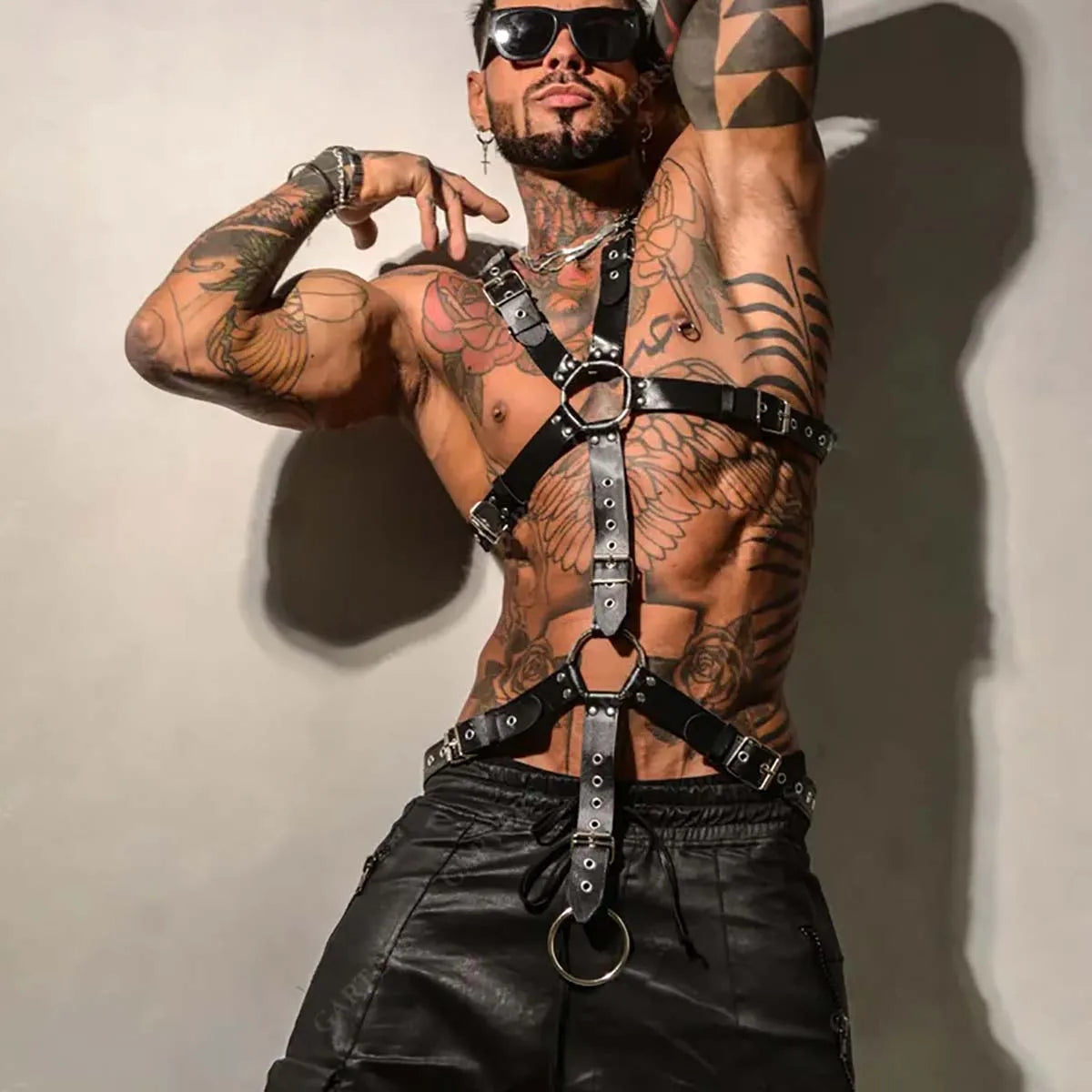 Men Leather Vest Body Bondage