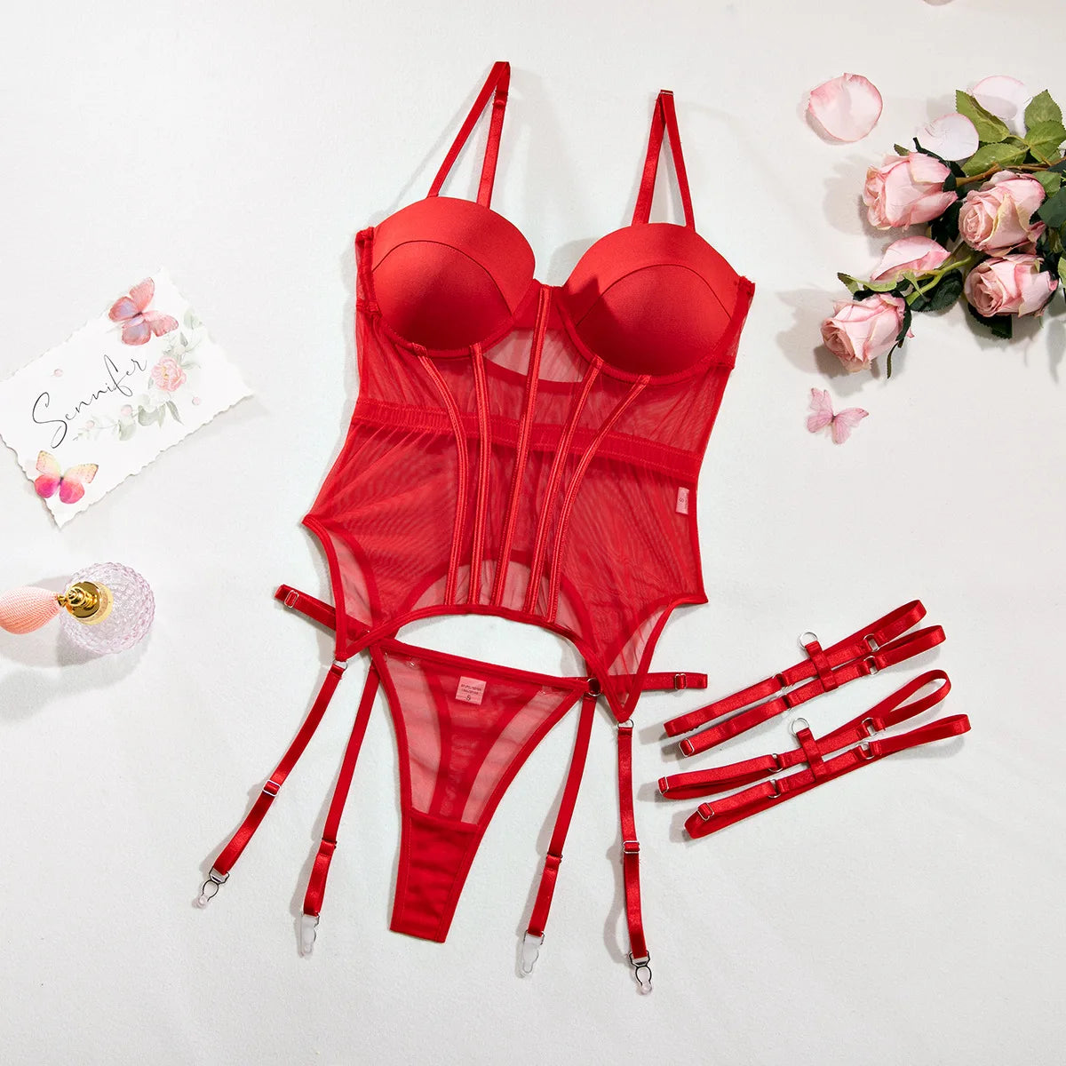 Women Backless Mesh Lingerie