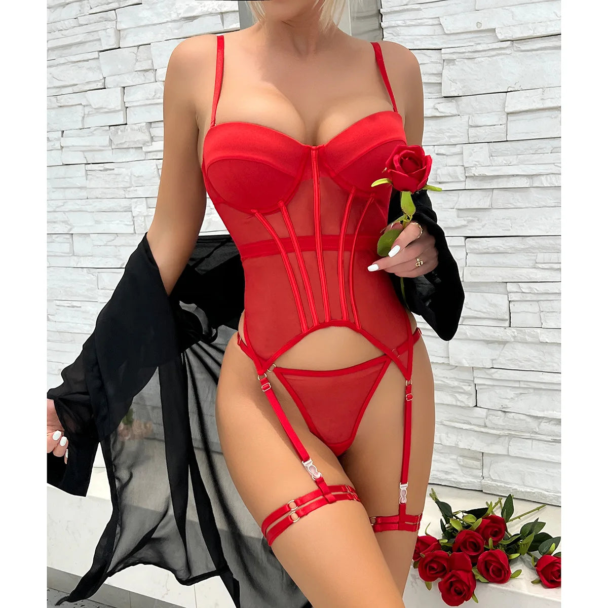 Women Backless Mesh Lingerie
