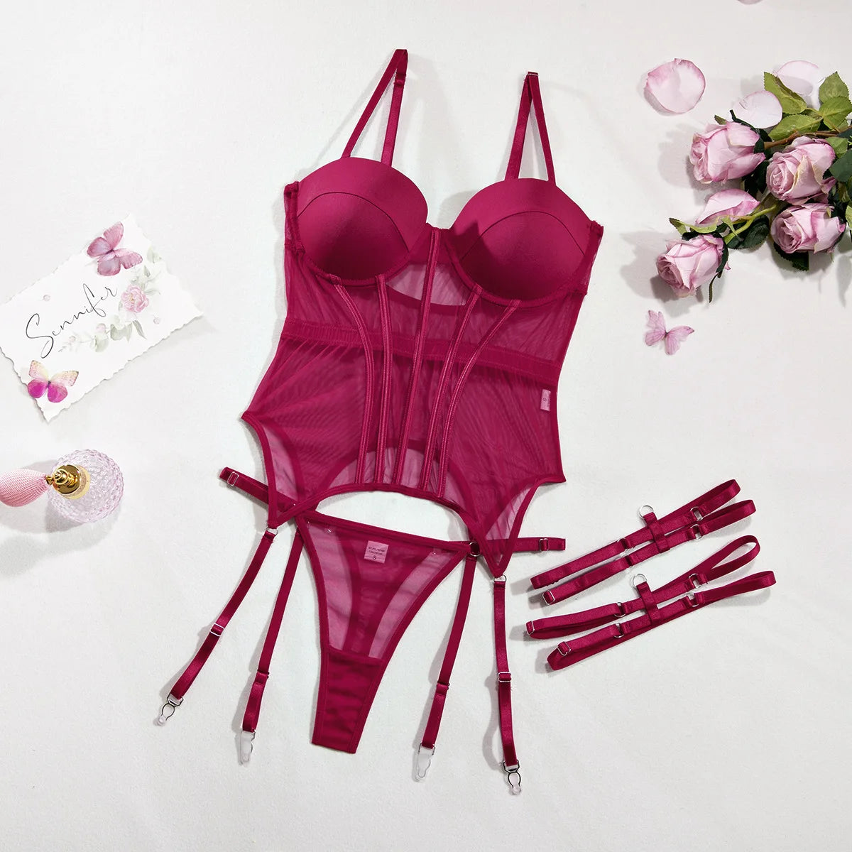 Women Backless Mesh Lingerie