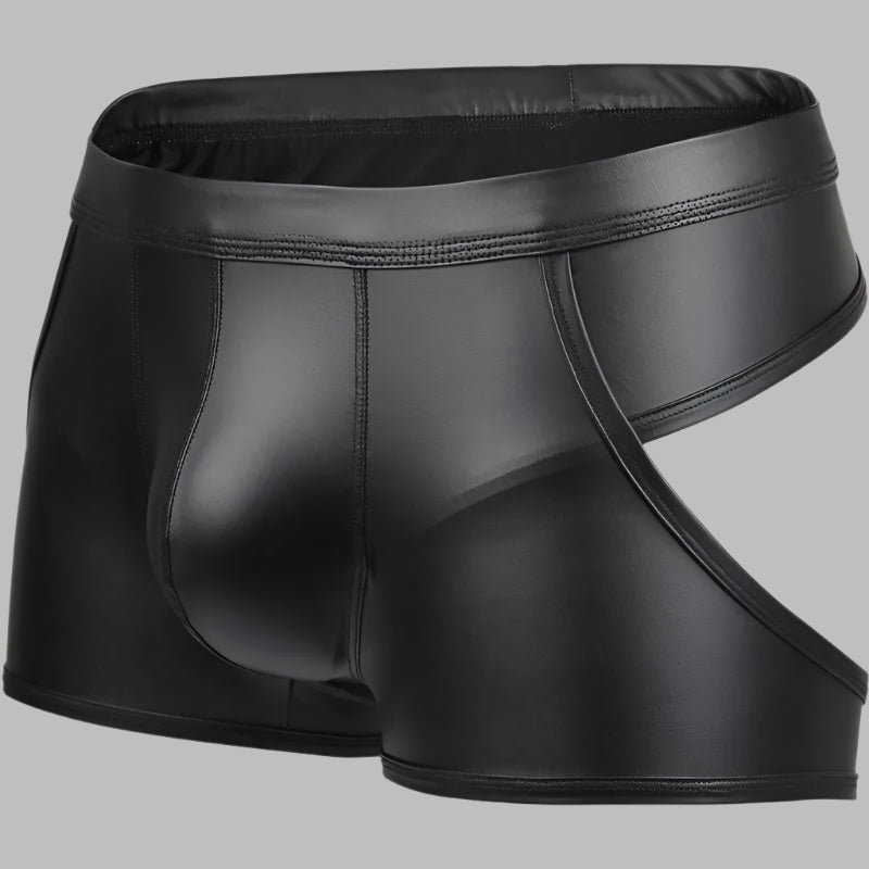 Men Hollow Back Leather Boxers