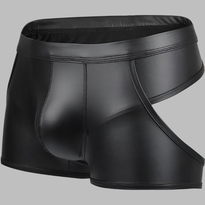 Men Hollow Back Leather Boxers