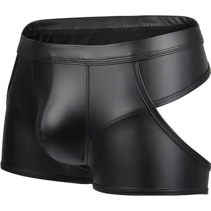Men Hollow Back Leather Boxers