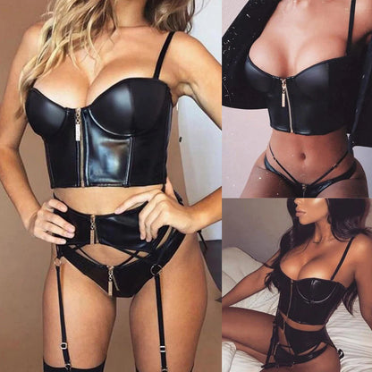 Black Leather 3-Piece Set