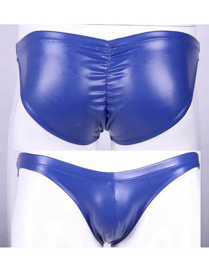 Low Waist Leather Men Briefs
