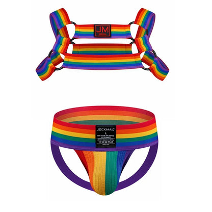 Rainbow Pattern Mens Harness Sets