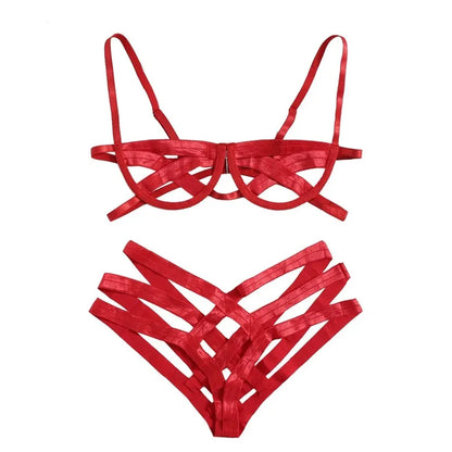 Elastic Hollow Out Bra Set