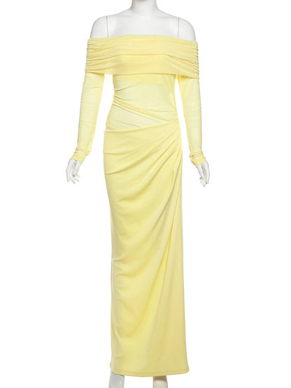Women Elegant Slash Neck Dress