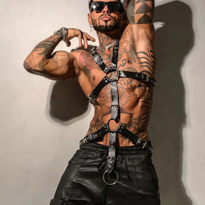 Men Leather Vest Body Bondage
