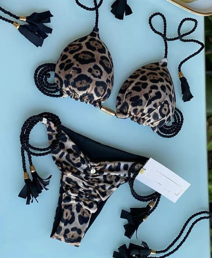 Printed Bikini Split Swimsuit