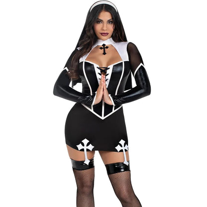 Faux Leather Nun Maid Uniform