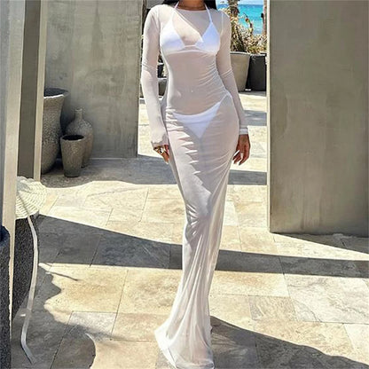 Mesh Sheer Long Cover Ups