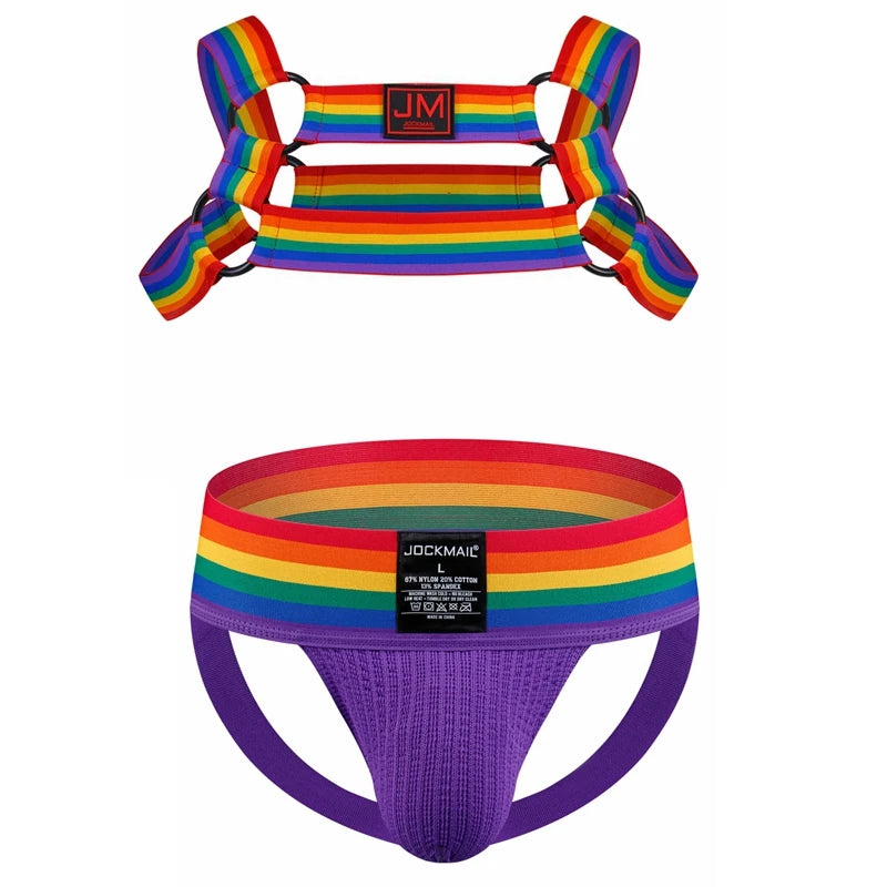 Rainbow Pattern Mens Harness Sets