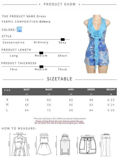 Nibber Halter Tie-Dye Print Swimsuit