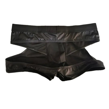 Men Hollow Back Leather Boxers