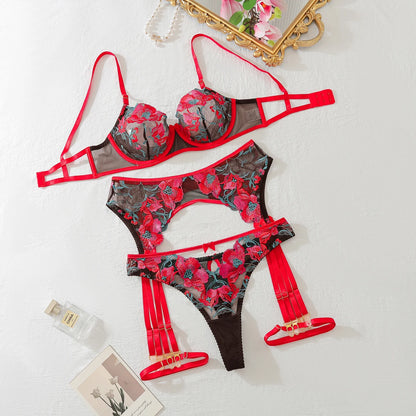 Patch Flower Embroidered Lingerie