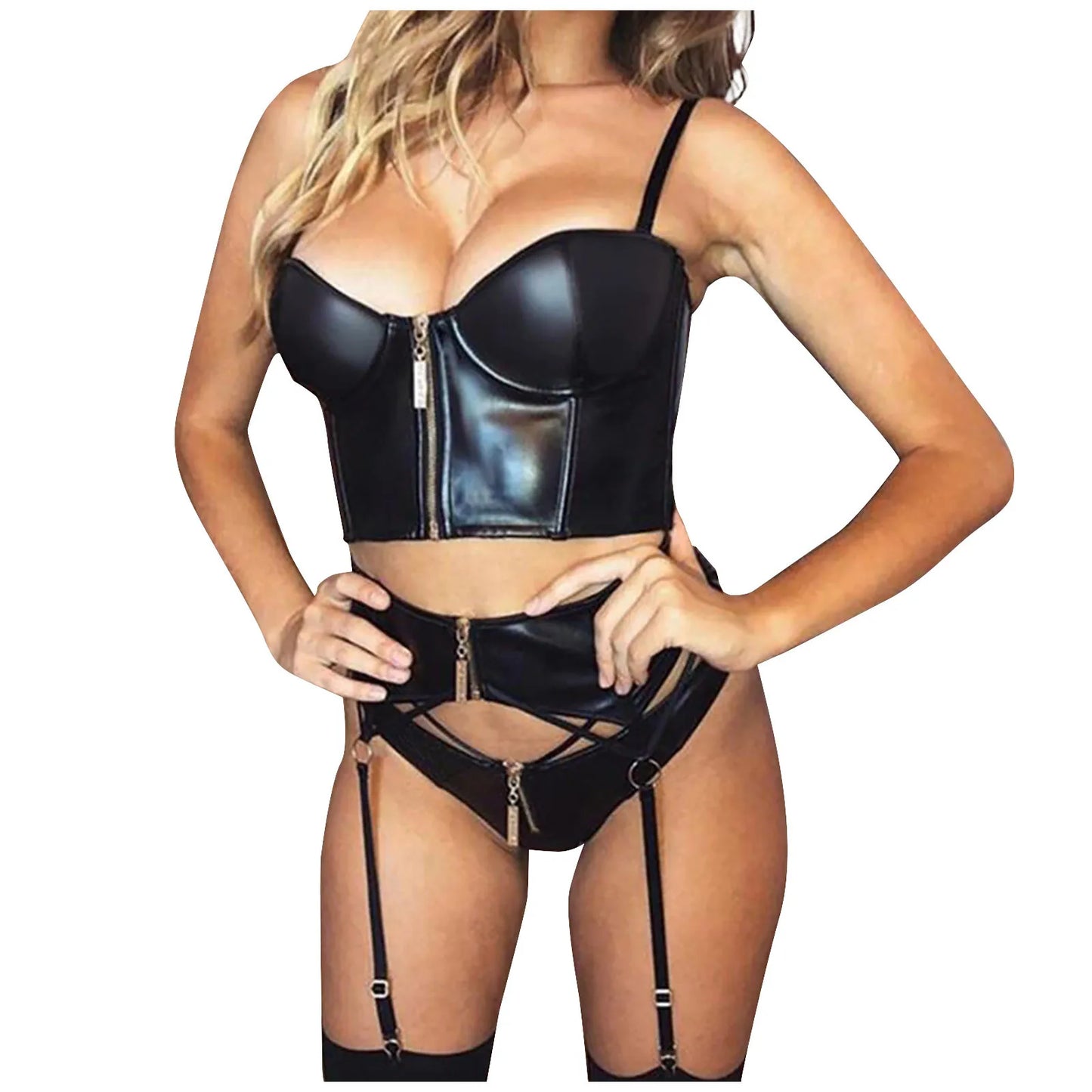 Black Leather 3-Piece Set