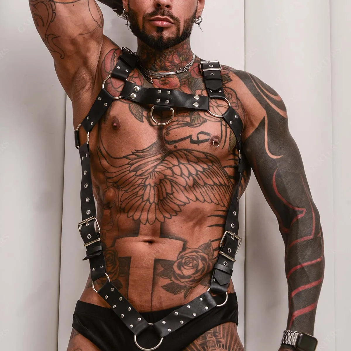 Men Leather Vest Body Bondage