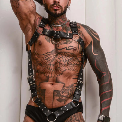 Men Leather Vest Body Bondage