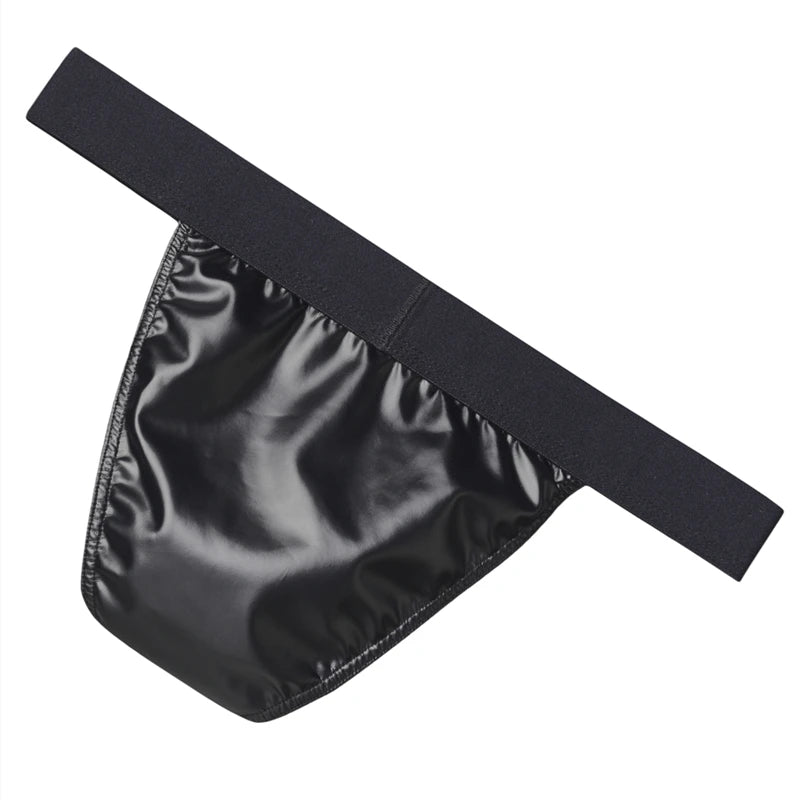 Faux Leather Zipper Briefs