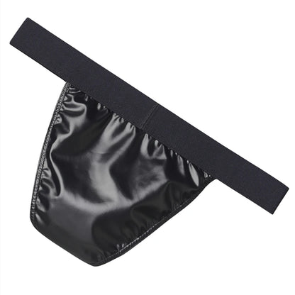 Faux Leather Zipper Briefs