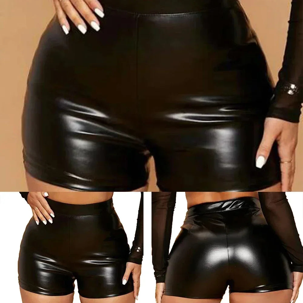 Faux Black Leather Shorts