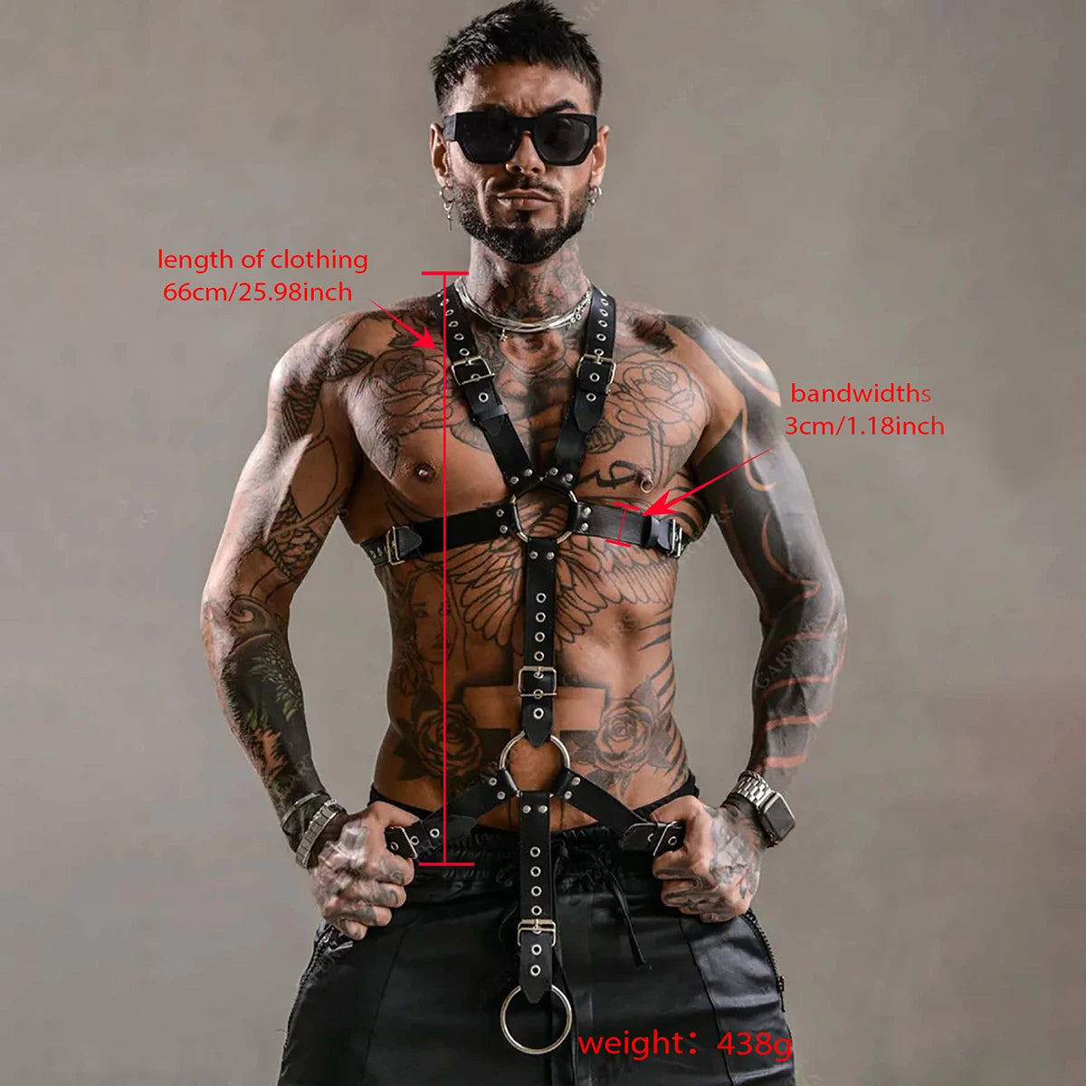 Men Leather Vest Body Bondage