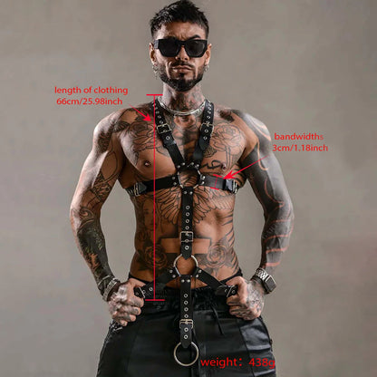 Men Leather Vest Body Bondage