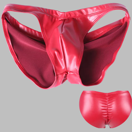 Low Waist Leather Men Briefs