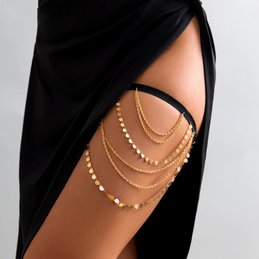 Multilayer Heart Charm Thigh Leg Chain