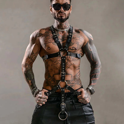 Men Leather Vest Body Bondage