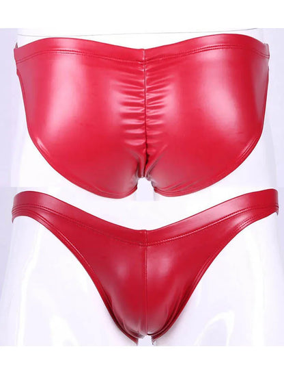 Low Waist Leather Men Briefs