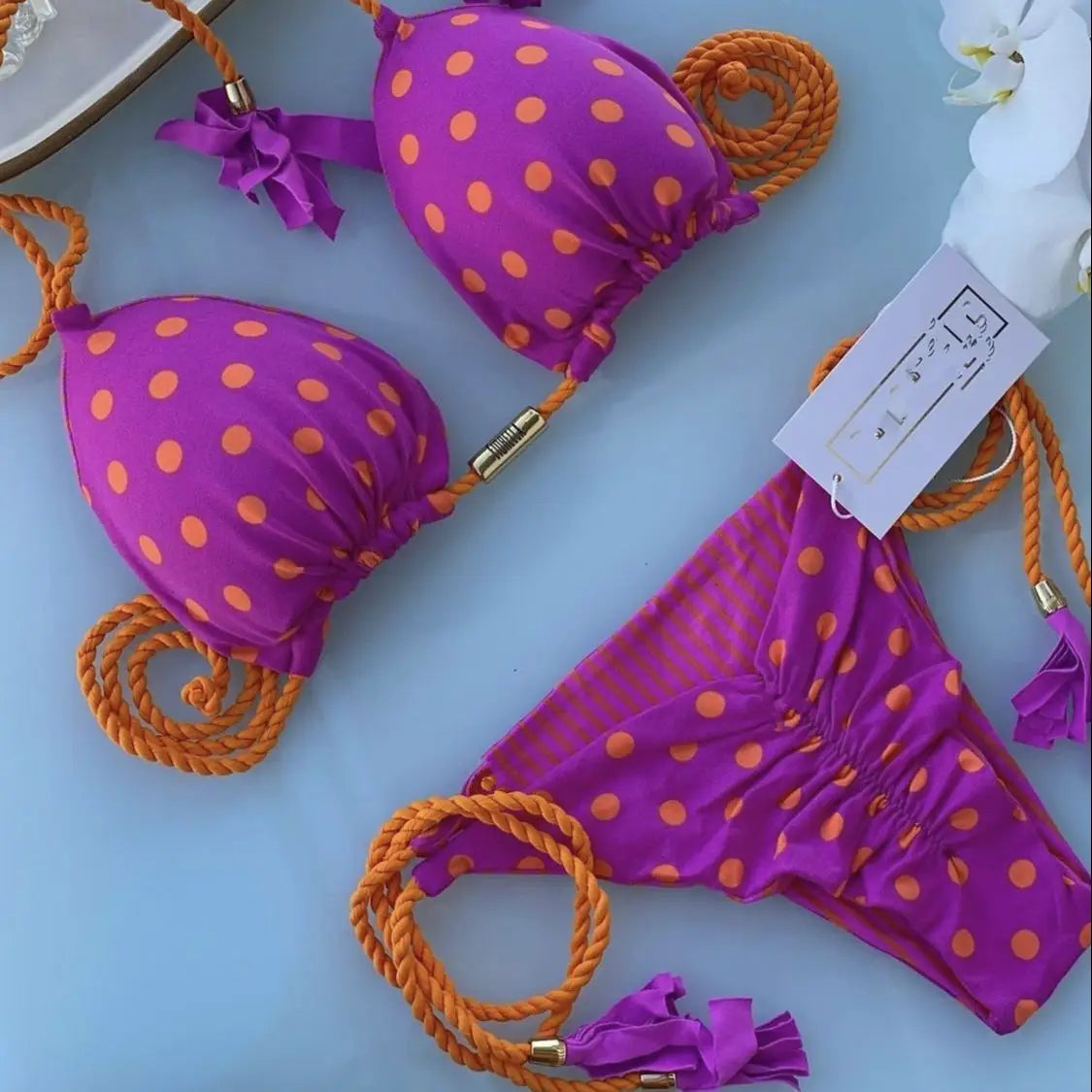 Printed Bikini Split Swimsuit