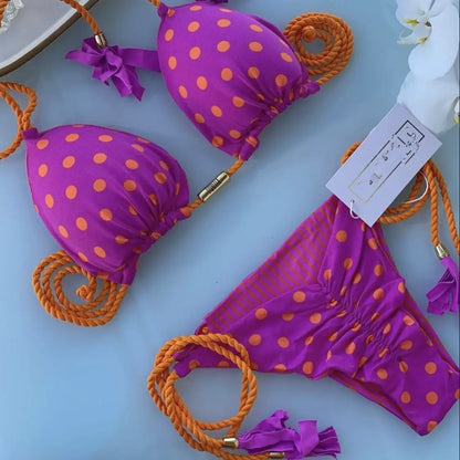 Printed Bikini Split Swimsuit