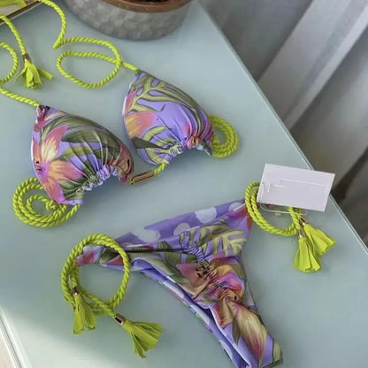 Printed Bikini Split Swimsuit