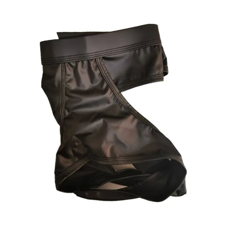 Men Hollow Back Leather Boxers