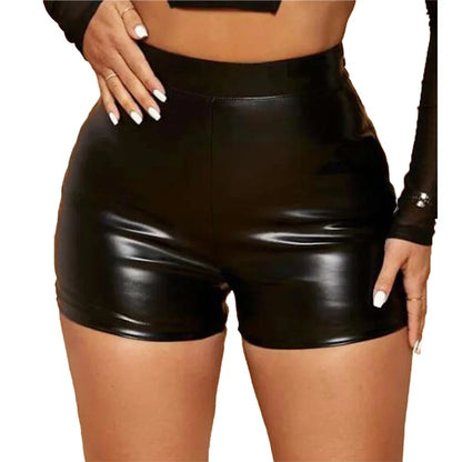 Faux Black Leather Shorts