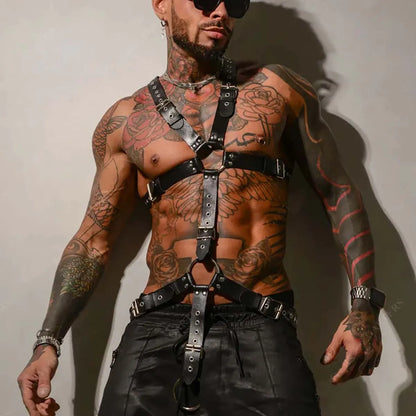 Men Leather Vest Body Bondage