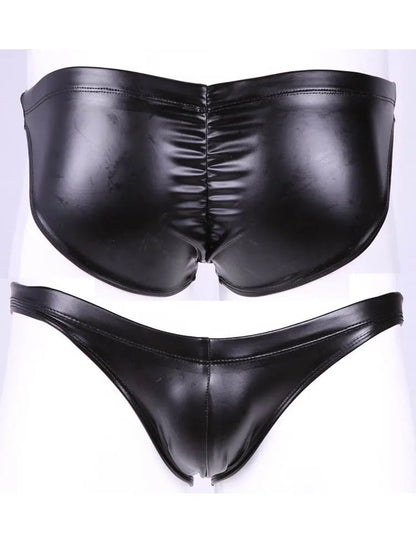 Low Waist Leather Men Briefs