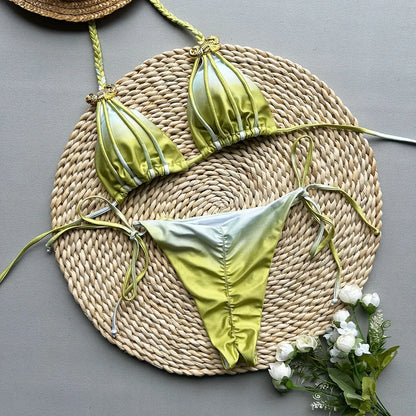 Tie dye split style swimwear