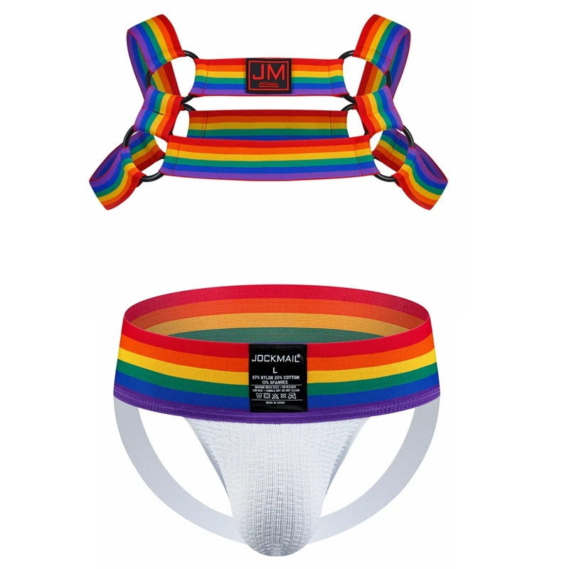 Rainbow Pattern Mens Harness Sets