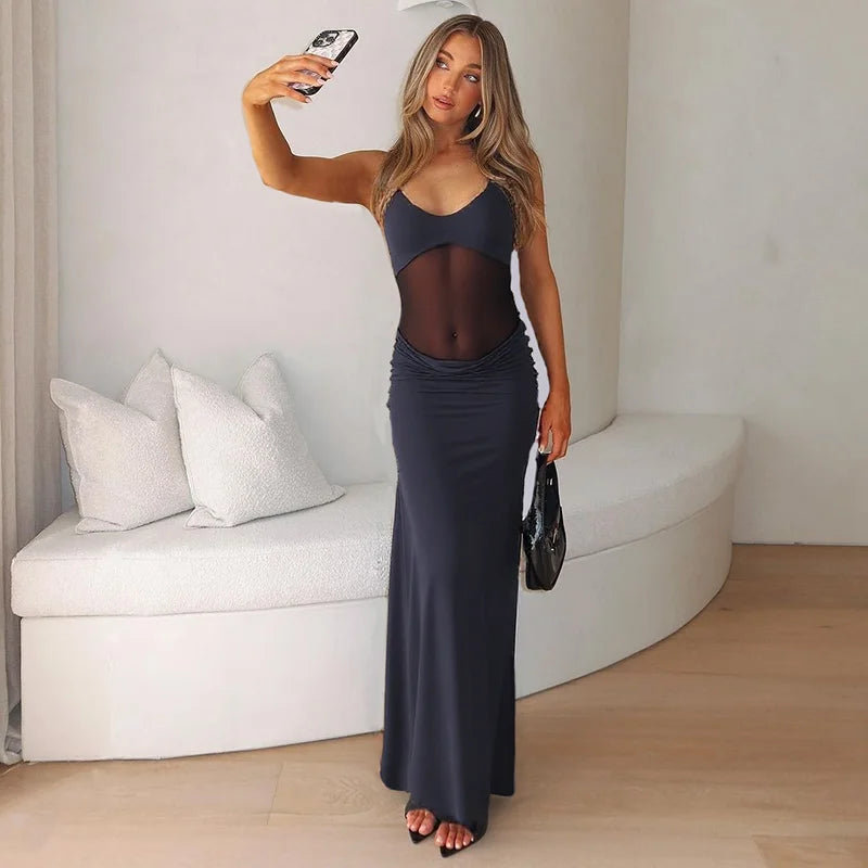 Sleeveless Backless Slim Long Dress