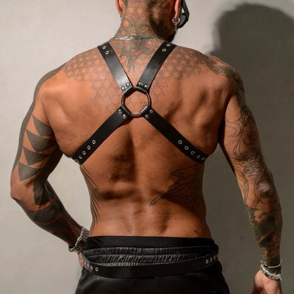 Men Leather Vest Body Bondage