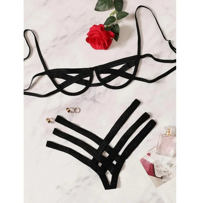 Elastic Hollow Out Bra Set