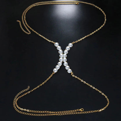 Women Rhinestone Chest Bracket