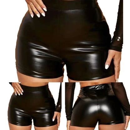 Faux Black Leather Shorts