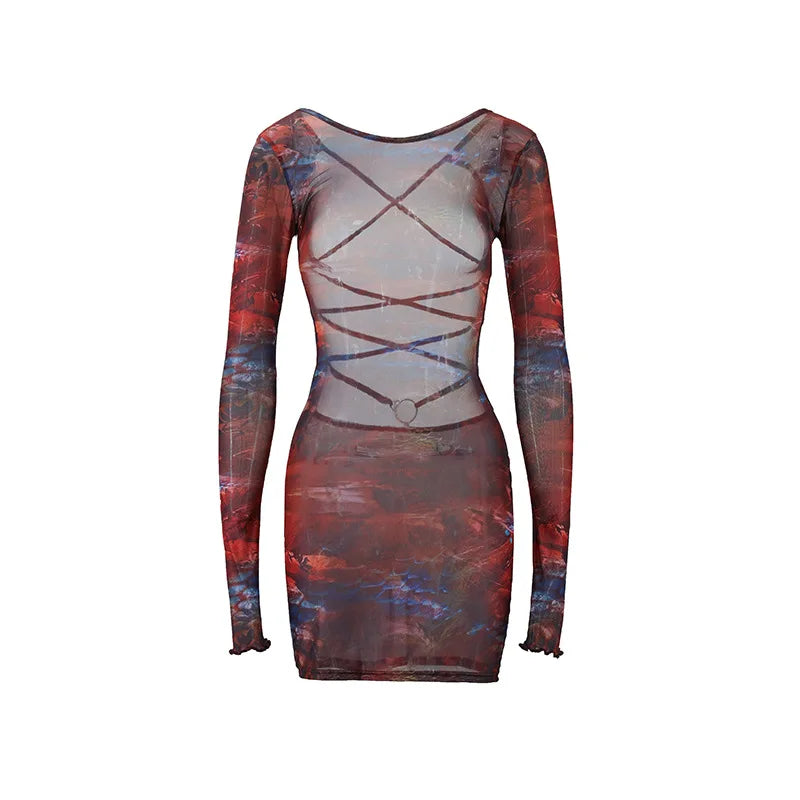 Women's Halter Lace-Up Bodycon Dress