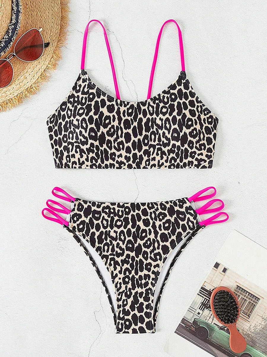 High Waist Leopard Micro Bikini Set