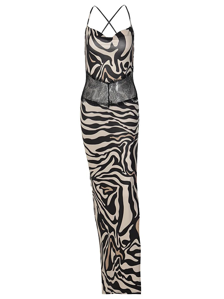 Zebra Pring Maxi Dress